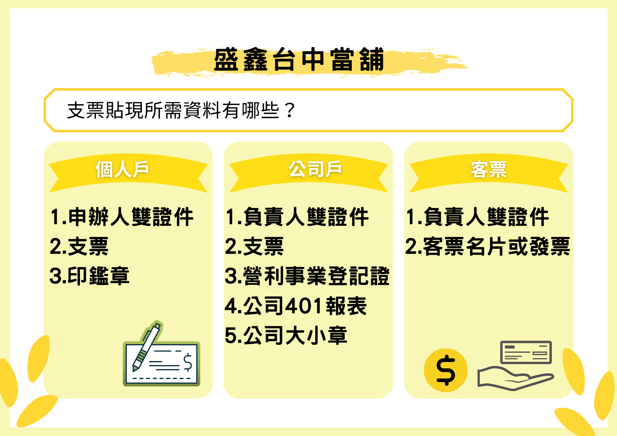 支票貼現所需資料